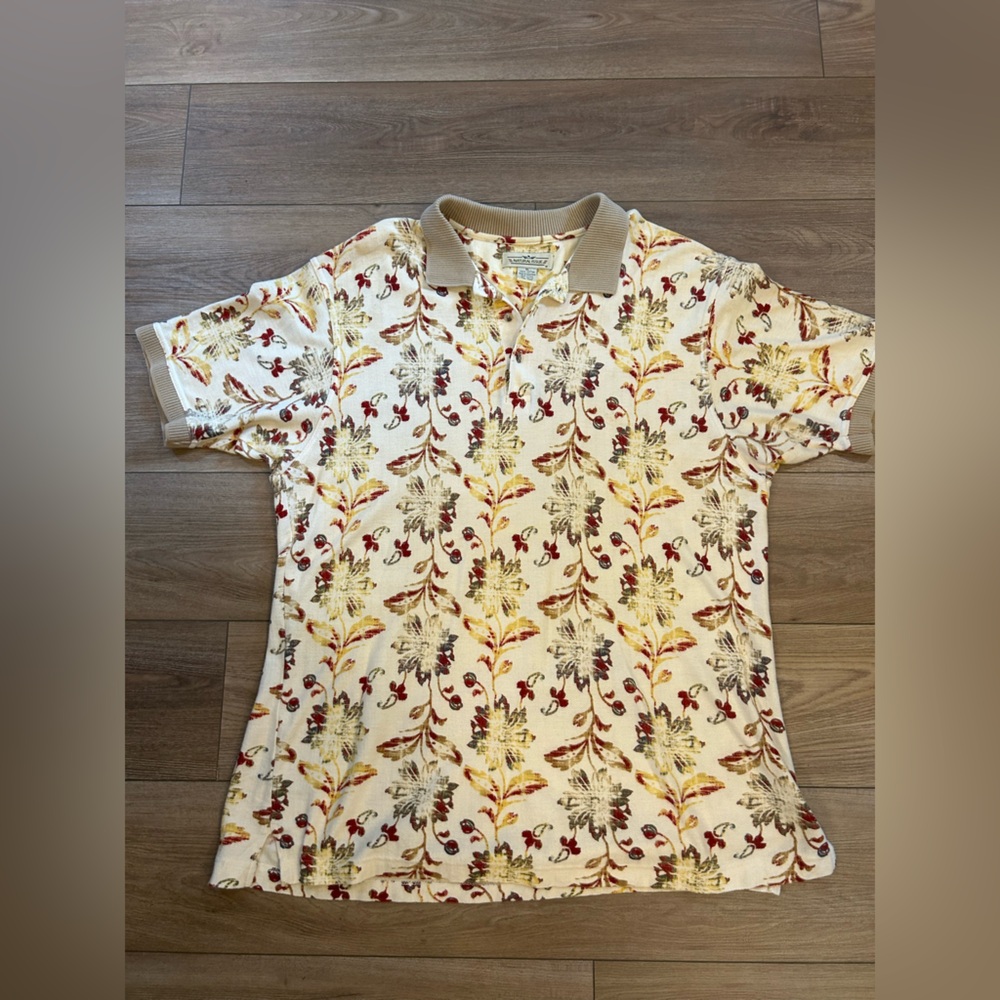 Vintage 90s Natural Issue Floral Golf Polo XL 100% Cotton